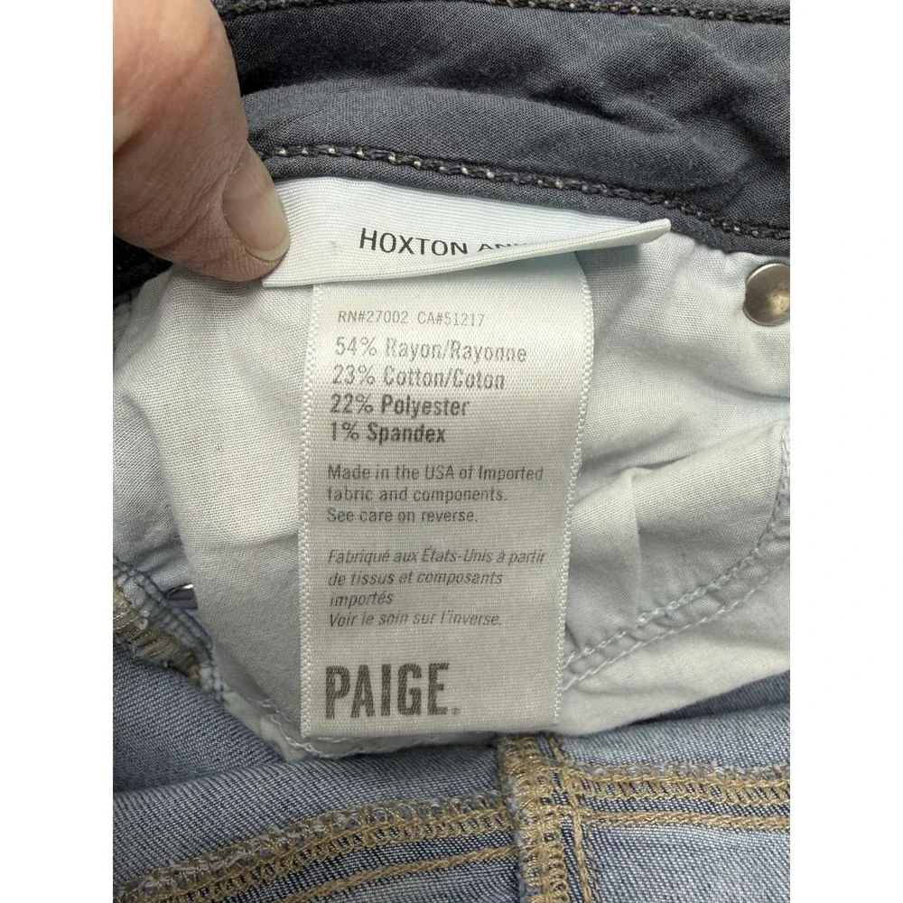 Paige Hoxton Ankle Jeans‎ Womens 28 Blue Medium Wash Raw Hem Distressed Stretch